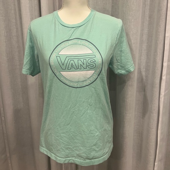 Vans T-Shirt Boys Short Sleeve Mint Green Skateboarding Casual Lightweight - Picture 2 of 9